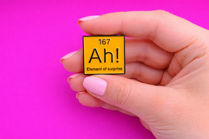 Ah! Element of surprise cute sarcastic, Funny enamel pin by Petty & Unhinged