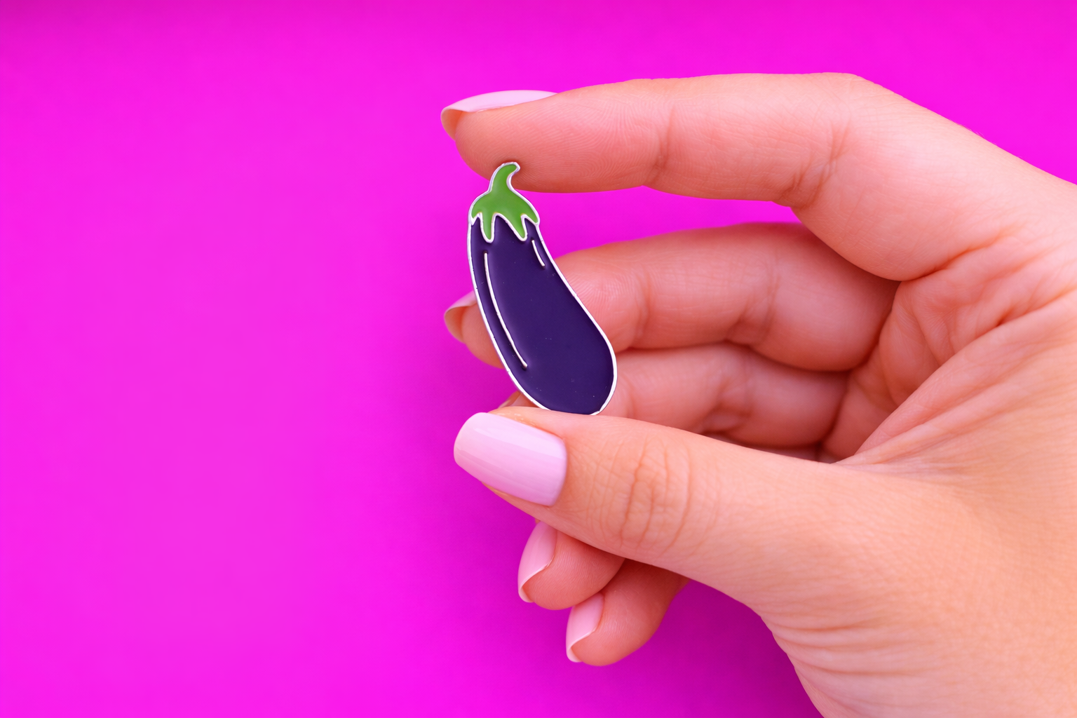 fat Aubergine sarcastic, Funny enamel pin by Petty & Unhinged