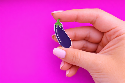 fat Aubergine sarcastic, Funny enamel pin by Petty & Unhinged