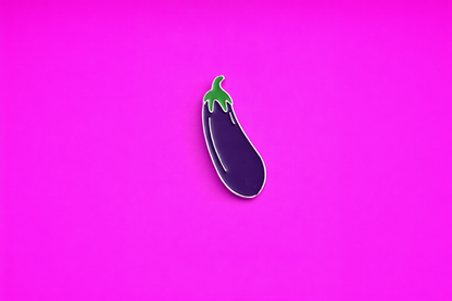 fat Aubergine sarcastic, Funny enamel pin by Petty & Unhinged