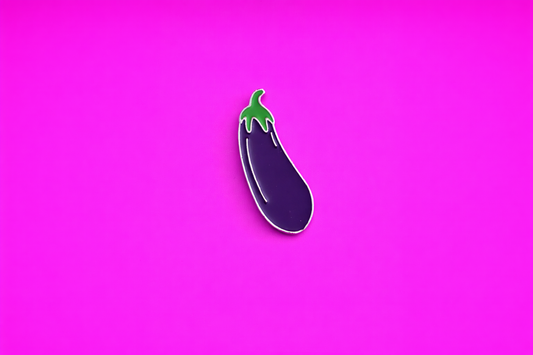 fat Aubergine sarcastic, Funny enamel pin by Petty & Unhinged