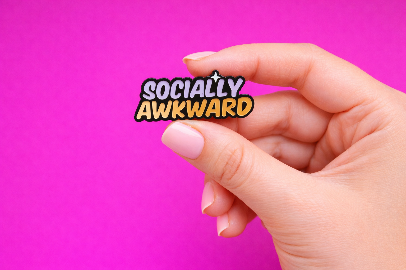 Socially Awkward  sarcastic enamel pin by Petty & Unhinged