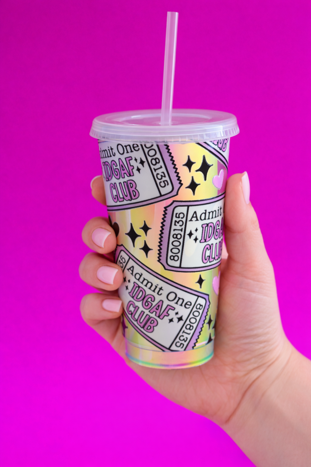 IDGAF iridescent Cup  Cute sarcastic, Funny cold Cup by Petty & Unhinged