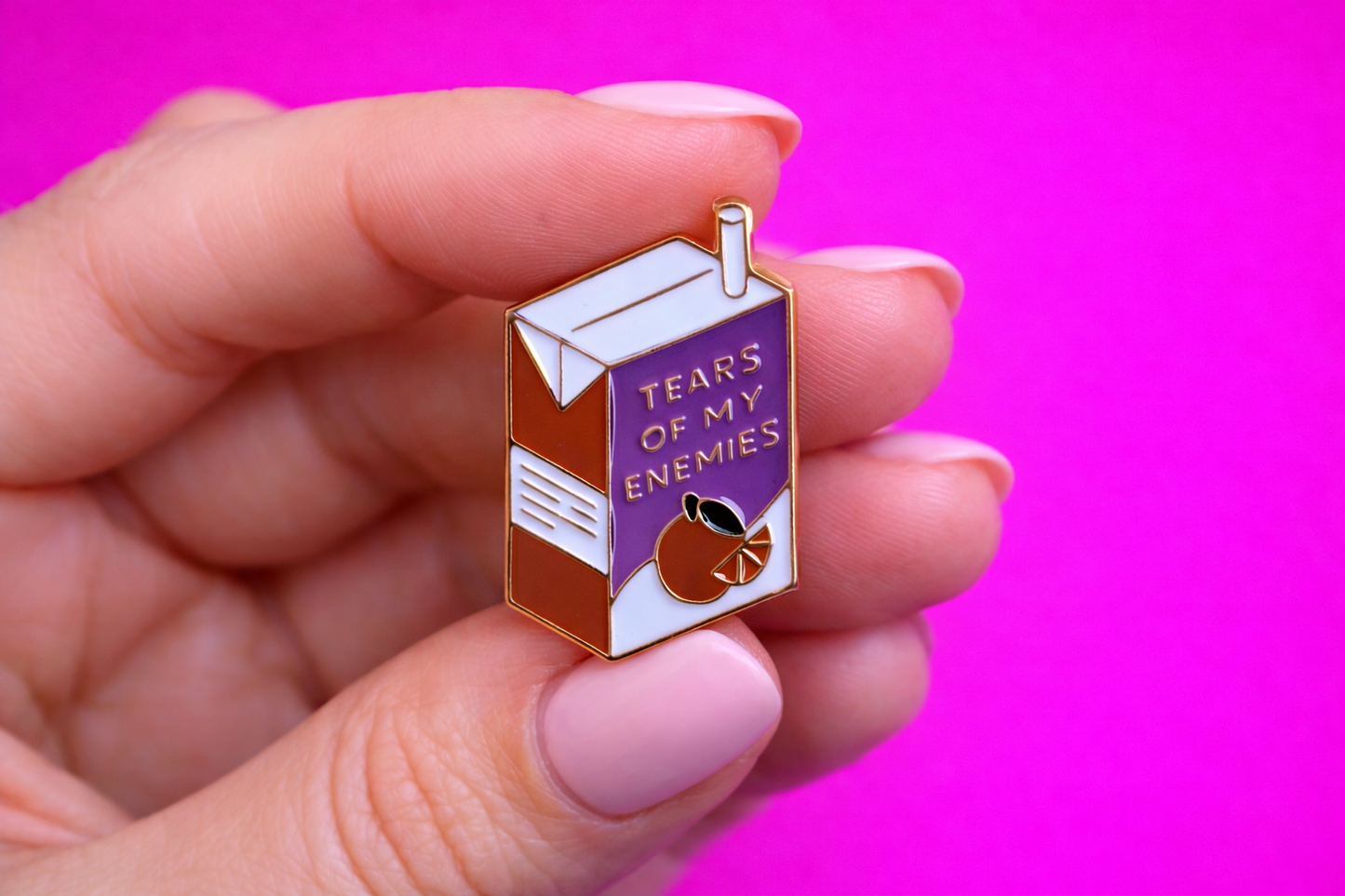 Tears of my enemies sarcastic enamel pin by Petty & Unhinged