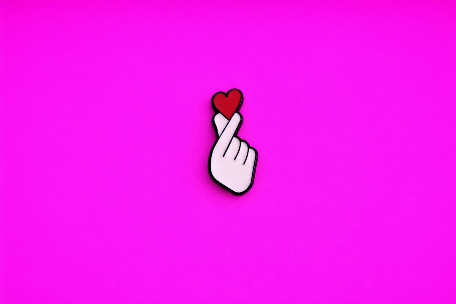 Finger heart vibes cute sarcastic, Funny enamel pin by Petty & Unhinged
