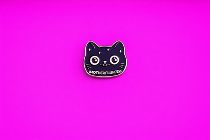 Motherfluffer cat cute sarcastic, Funny enamel pin by Petty & Unhinged