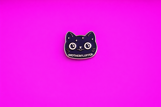 Motherfluffer cat cute sarcastic, Funny enamel pin by Petty & Unhinged