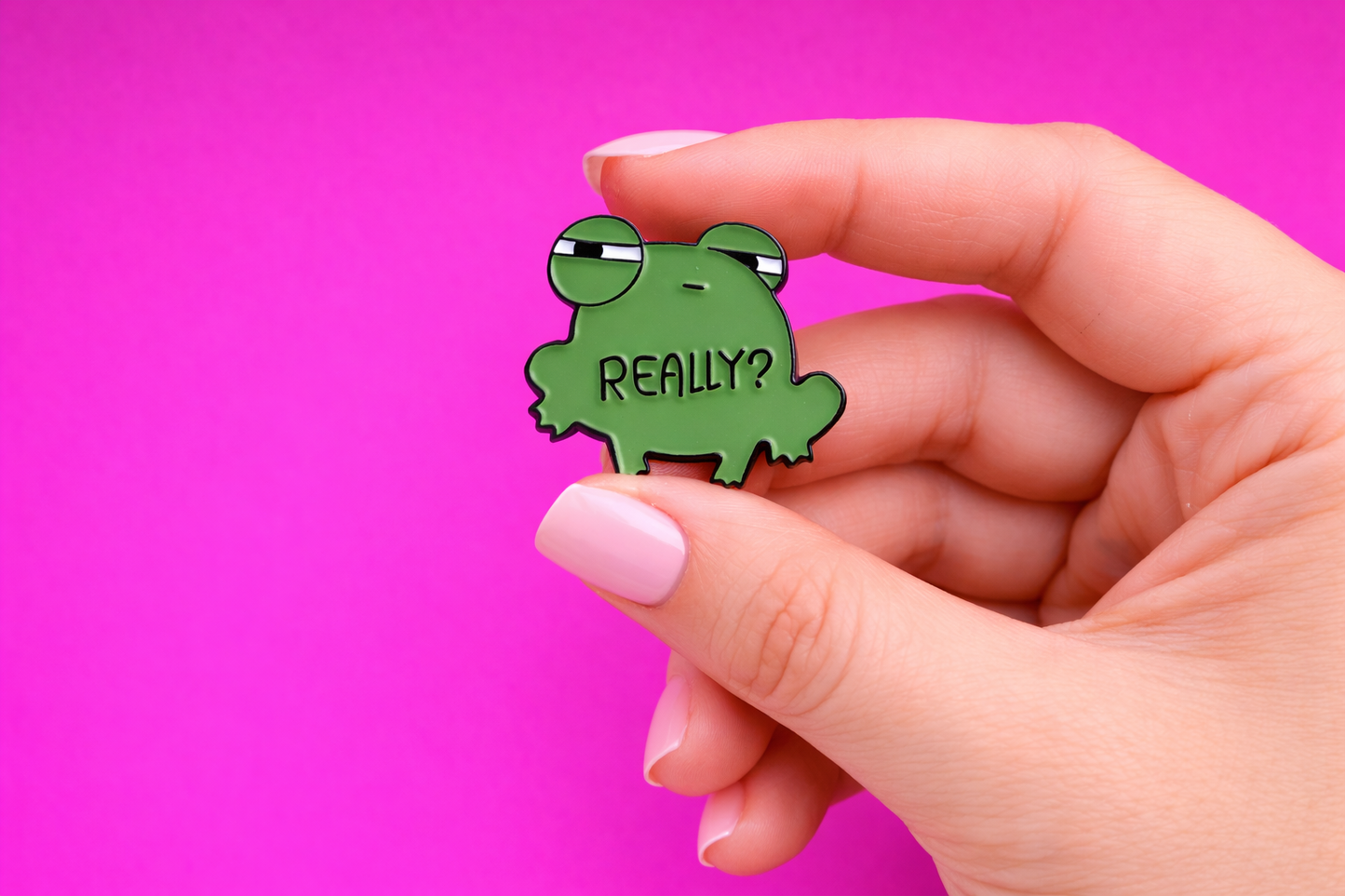 sarcastic frog enamel pin by Petty & Unhinged