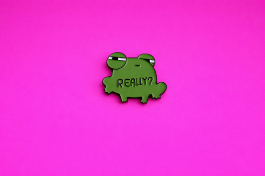 sarcastic frog enamel pin by Petty & Unhinged