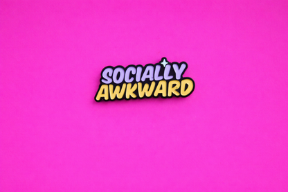 Socially Awkward  sarcastic enamel pin by Petty & Unhinged